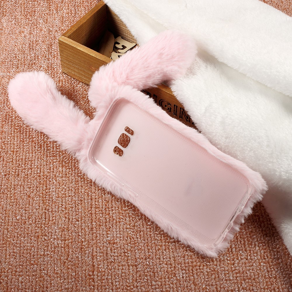 Bunny Design Rhinestone Furry TPU Phone Casing for Samsung Galaxy S8 - Pink-6