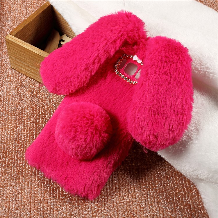 Rabbit Shape Fluffy Warm Fur TPU Protective Case for Samsung Galaxy S8 Plus - Rose-2