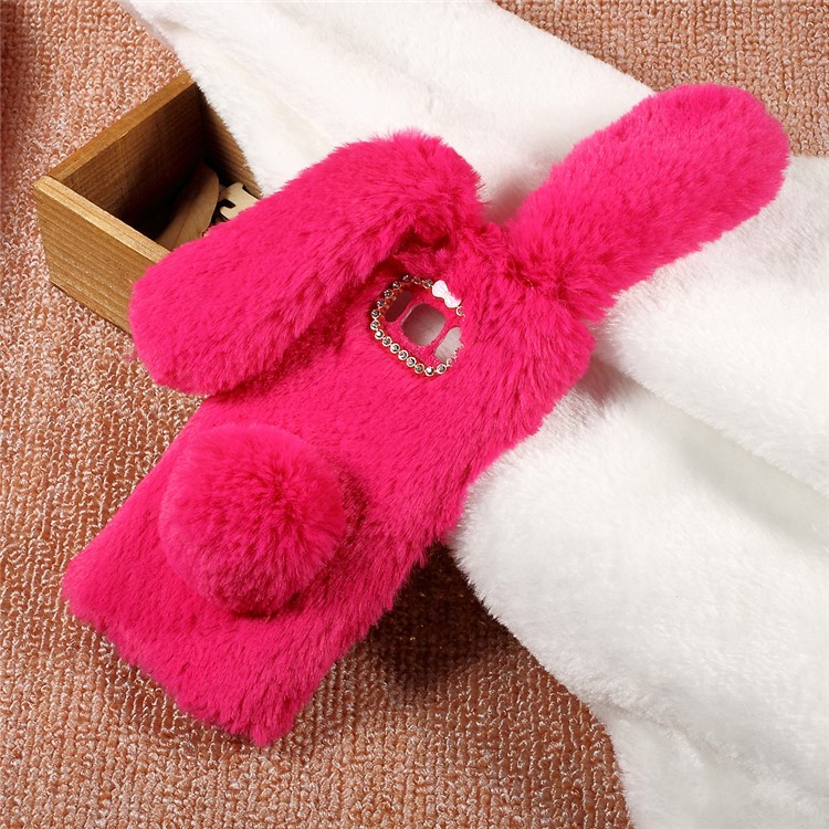 Rabbit Shape Fluffy Warm Fur TPU Protective Case for Samsung Galaxy S8 Plus - Rose-3