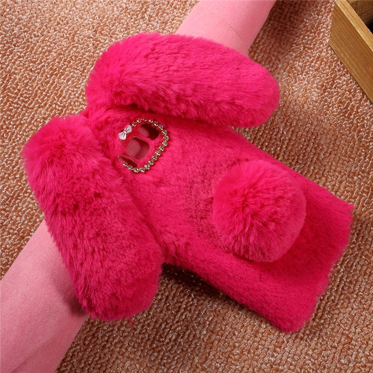 Rabbit Shape Fluffy Warm Fur TPU Protective Case for Samsung Galaxy S8 Plus - Rose-4