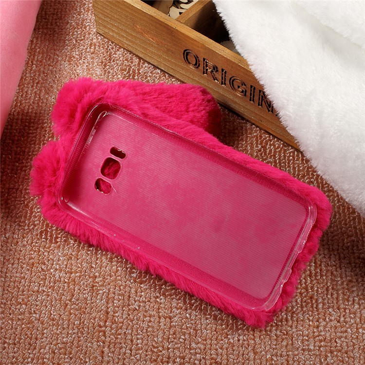 Rabbit Shape Fluffy Warm Fur TPU Protective Case for Samsung Galaxy S8 Plus - Rose-5
