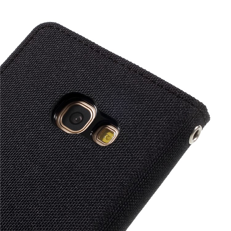 MERCURY GOOSPERY Canvas Diary Leather Case Wallet for Samsung Galaxy A3 (2017) - Black-10