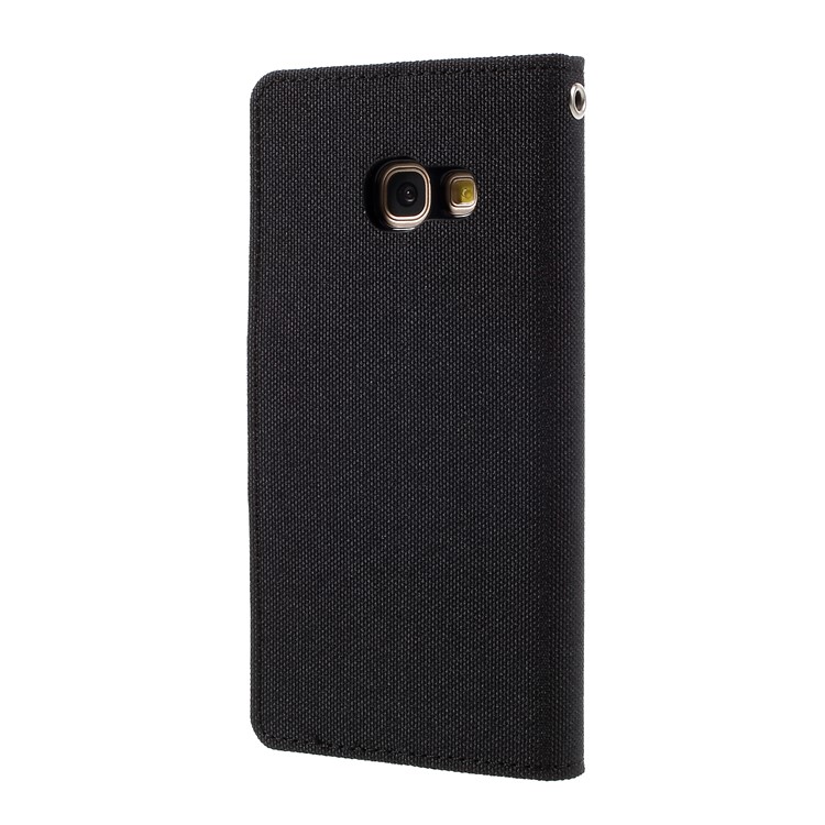 MERCURY GOOSPERY Canvas Diary Leather Case Wallet for Samsung Galaxy A3 (2017) - Black-2