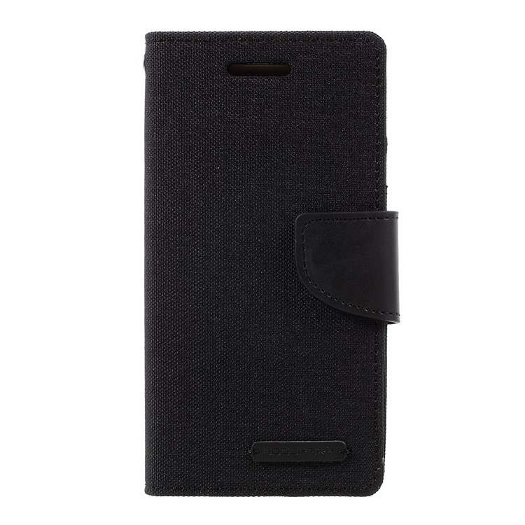 MERCURY GOOSPERY Canvas Diary Leather Case Wallet for Samsung Galaxy A3 (2017) - Black-3