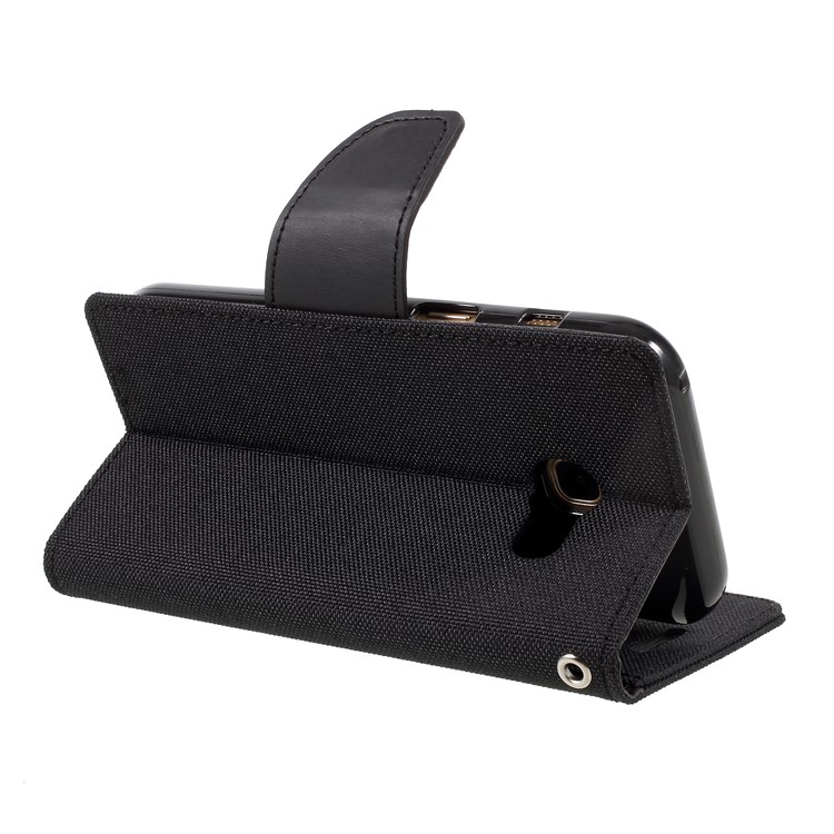 MERCURY GOOSPERY Canvas Diary Leather Case Wallet for Samsung Galaxy A3 (2017) - Black-5