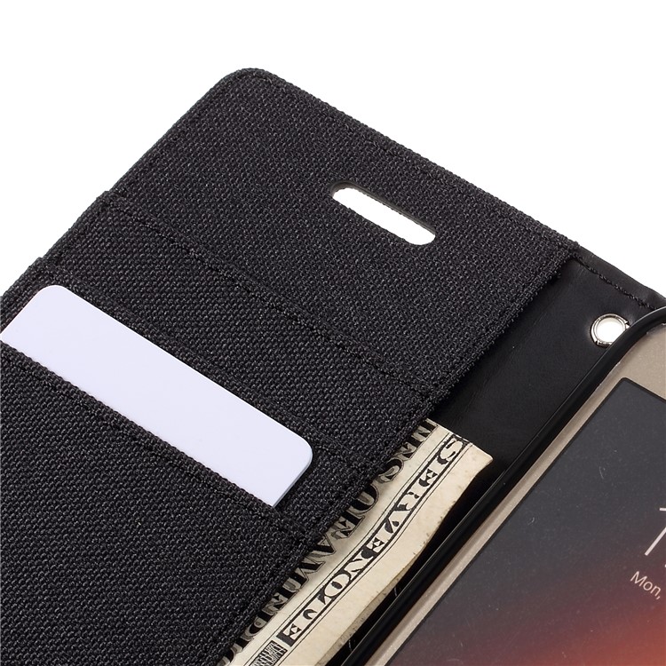 MERCURY GOOSPERY Canvas Diary Leather Case Wallet for Samsung Galaxy A3 (2017) - Black-7