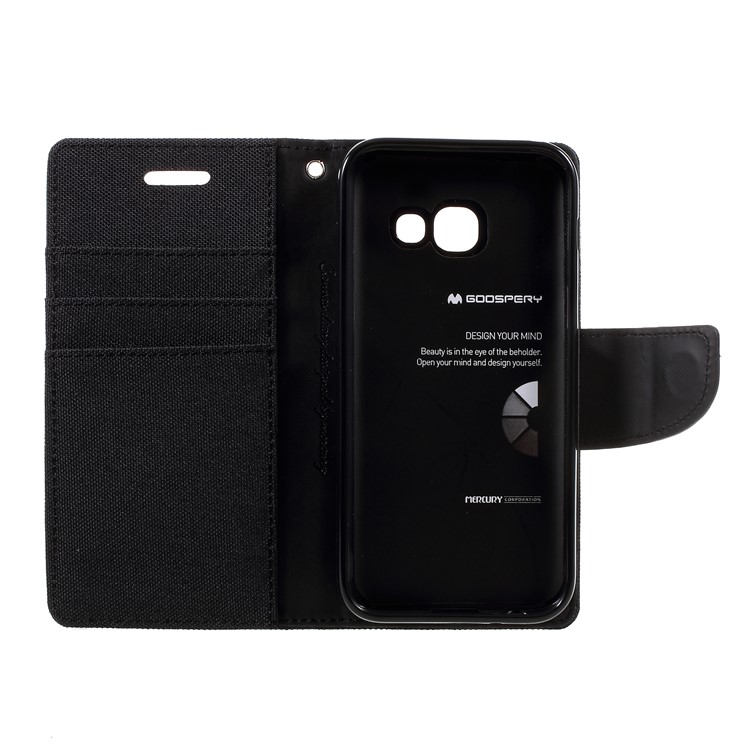 MERCURY GOOSPERY Canvas Diary Leather Case Wallet for Samsung Galaxy A3 (2017) - Black-8