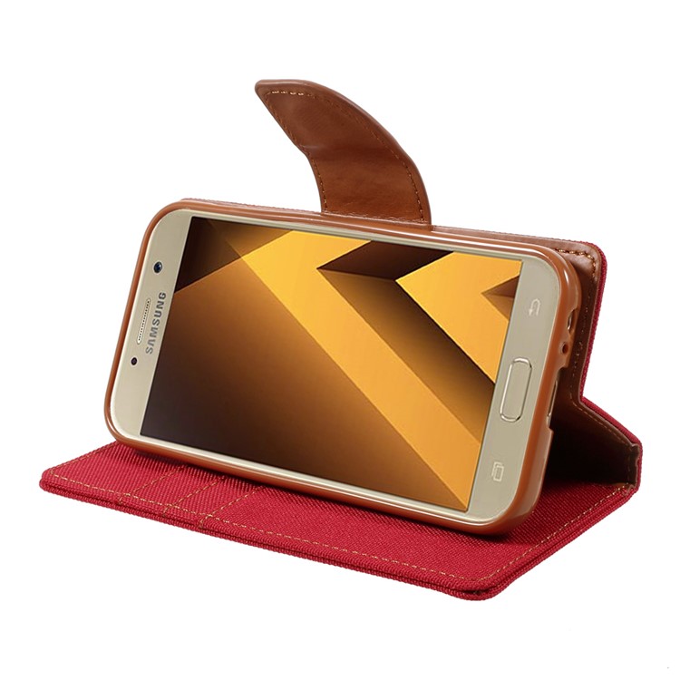 MERCURY GOOSPERY Canvas Ledertasche Brieftasche Stehen Für Samsung Galaxy A3 (2017) - Rot-4