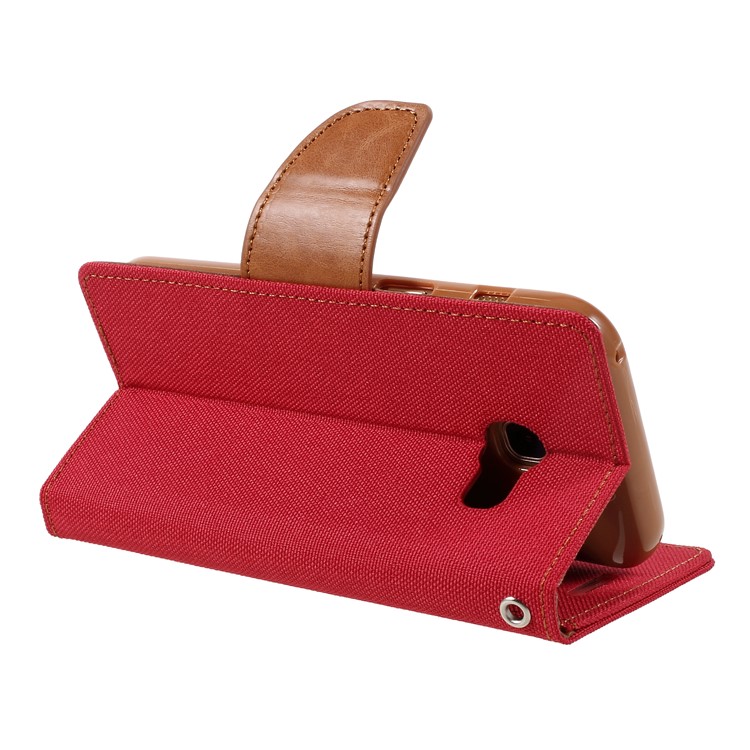 MERCURY GOOSPERY Canvas Ledertasche Brieftasche Stehen Für Samsung Galaxy A3 (2017) - Rot-5