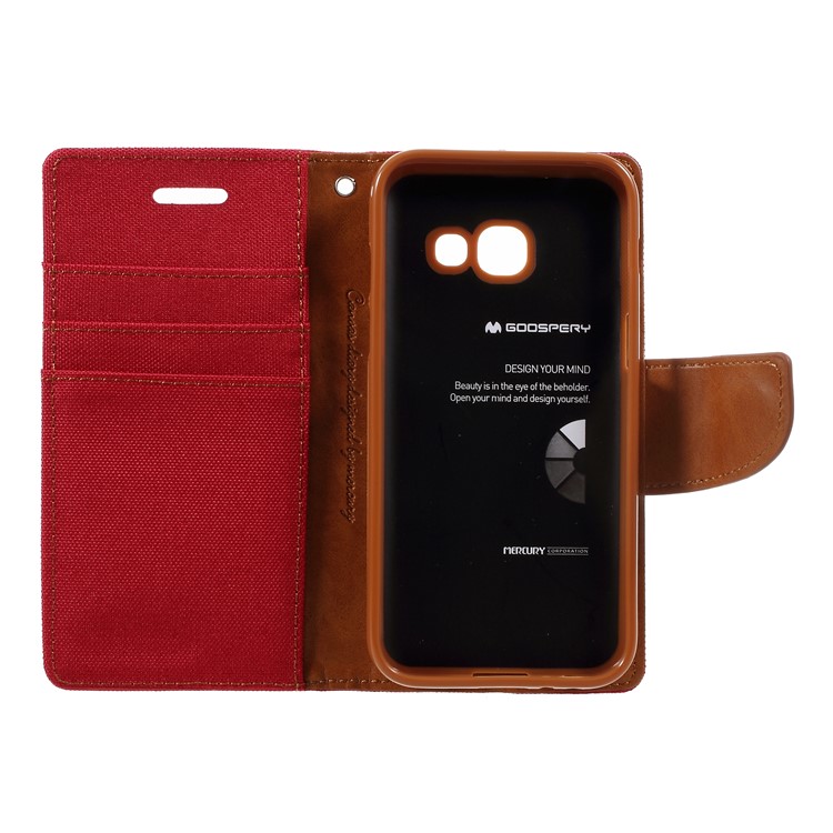 MERCURY GOOSPERY Canvas Ledertasche Brieftasche Stehen Für Samsung Galaxy A3 (2017) - Rot-7