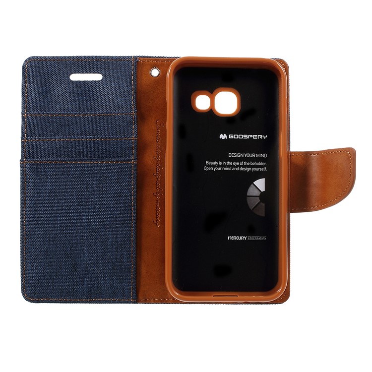 MERCURY GOOSPERY Canvas Diary PU Leather Case for Samsung Galaxy A3 (2017) - Dark Blue-7