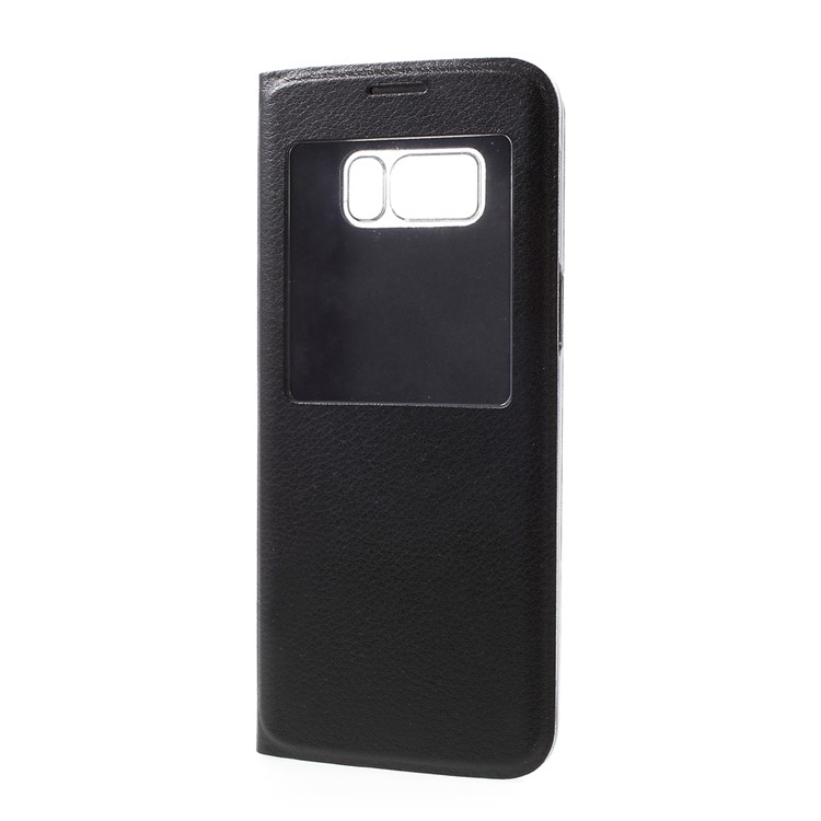 View Window Leather Mobile Phone Case for Samsung Galaxy S8 - Black-2