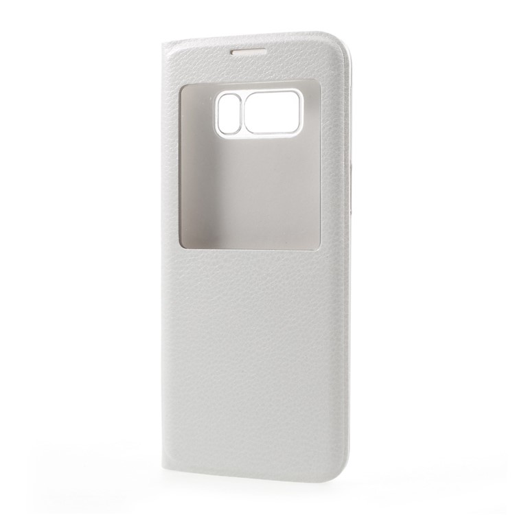 Clear PC View Window Leather Case Accessory for Samsung Galaxy S8 - White-2