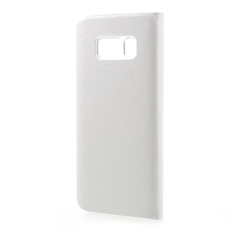 Clear PC View Window Leather Case Accessory for Samsung Galaxy S8 - White-3