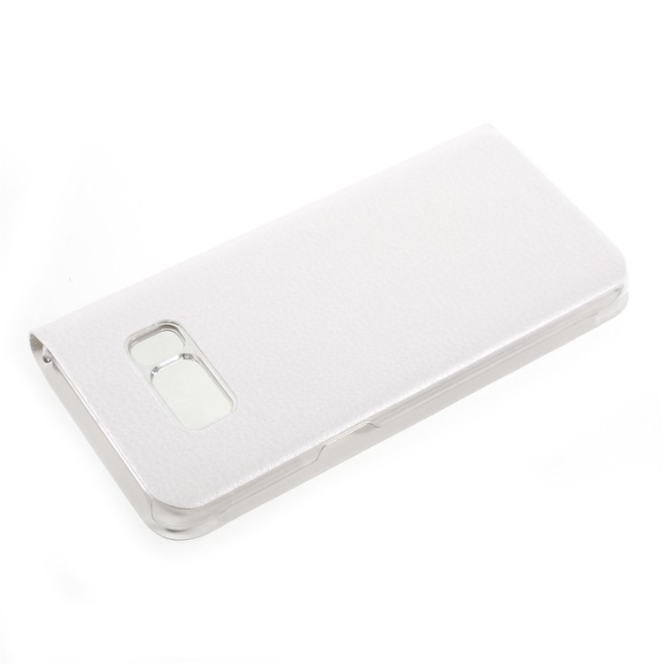 Clear PC View Window Leather Case Accessory for Samsung Galaxy S8 - White-4