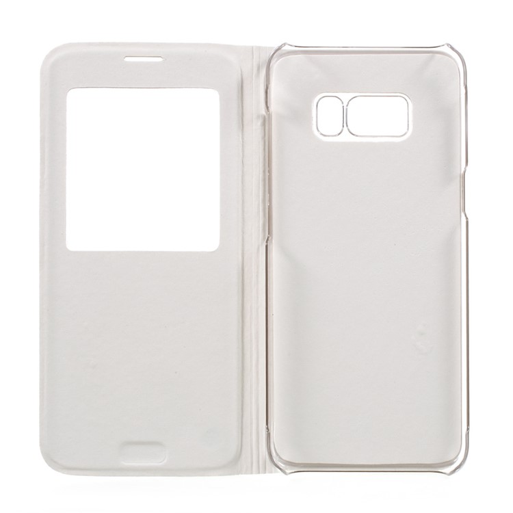 Clear PC View Window Leather Case Accessory for Samsung Galaxy S8 - White-5