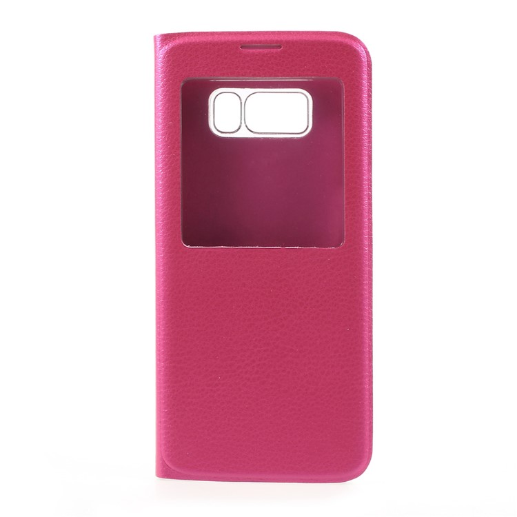 View Window Leather Mobile Phone Case for Samsung Galaxy S8 - Rose-1