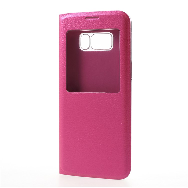 View Window Leather Mobile Phone Case for Samsung Galaxy S8 - Rose-2