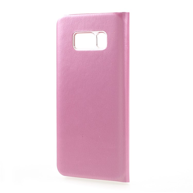View Window Leather Mobile Phone Cover Case for Samsung Galaxy S8 - Pink-3