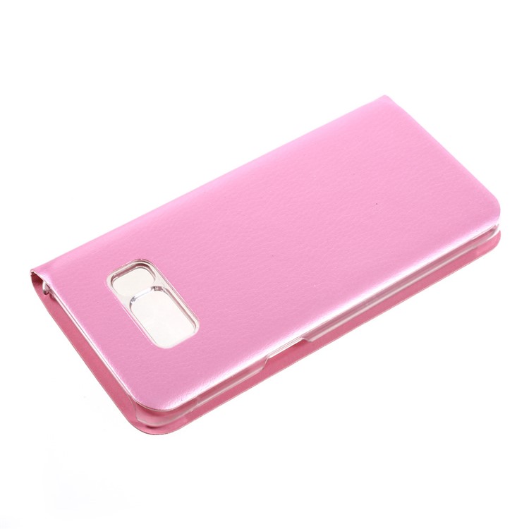 View Window Leather Mobile Phone Cover Case for Samsung Galaxy S8 - Pink-4