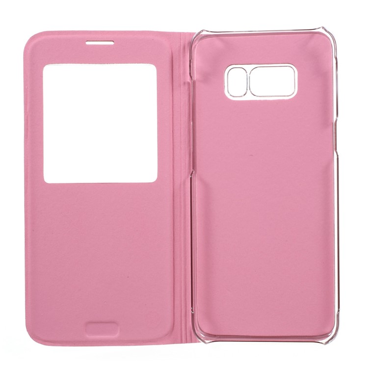 View Window Leather Mobile Phone Cover Case for Samsung Galaxy S8 - Pink-5
