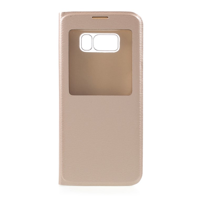 Clear PC View Window Leather Mobile Cover for Samsung Galaxy S8 - Gold-1