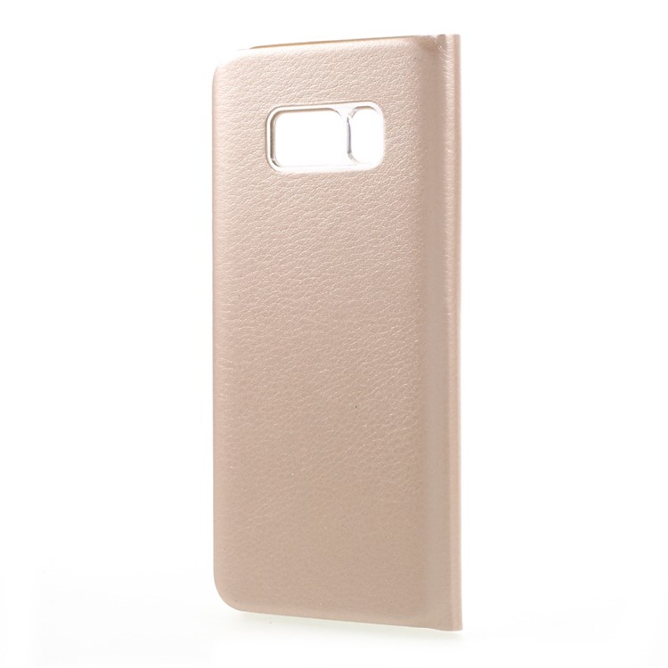 Clear PC View Window Leather Mobile Cover for Samsung Galaxy S8 - Gold-3