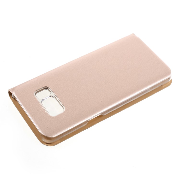 Clear PC View Window Leather Mobile Cover for Samsung Galaxy S8 - Gold-4