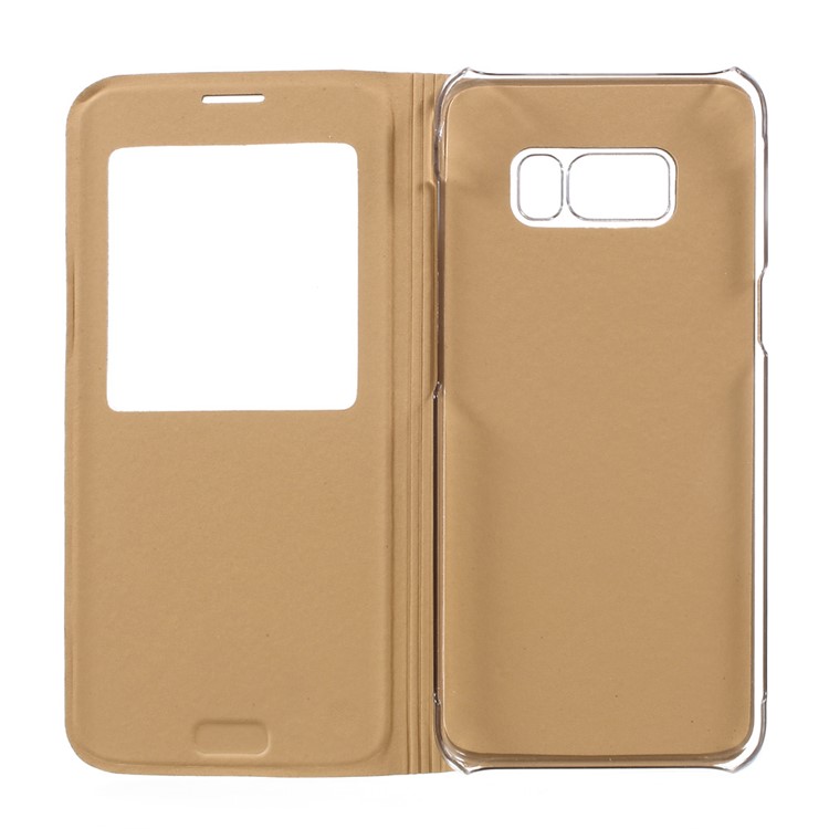 Clear PC View Window Leather Mobile Cover for Samsung Galaxy S8 - Gold-5