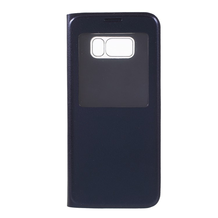 View Window Leather Mobile Shell for Samsung Galaxy S8 Plus - Dark Blue-1