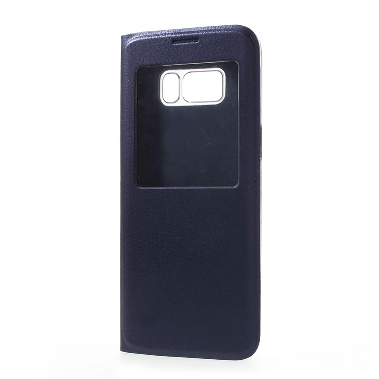 View Window Leather Mobile Shell for Samsung Galaxy S8 Plus - Dark Blue-2