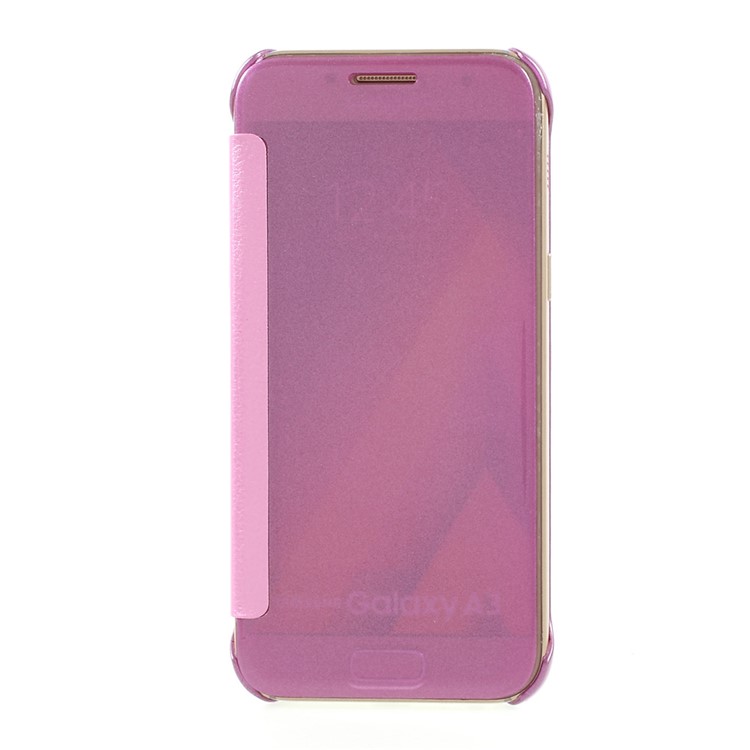 

For Samsung Galaxy A3 (2017) Invisible View Leather Smart Case Cover - Pink