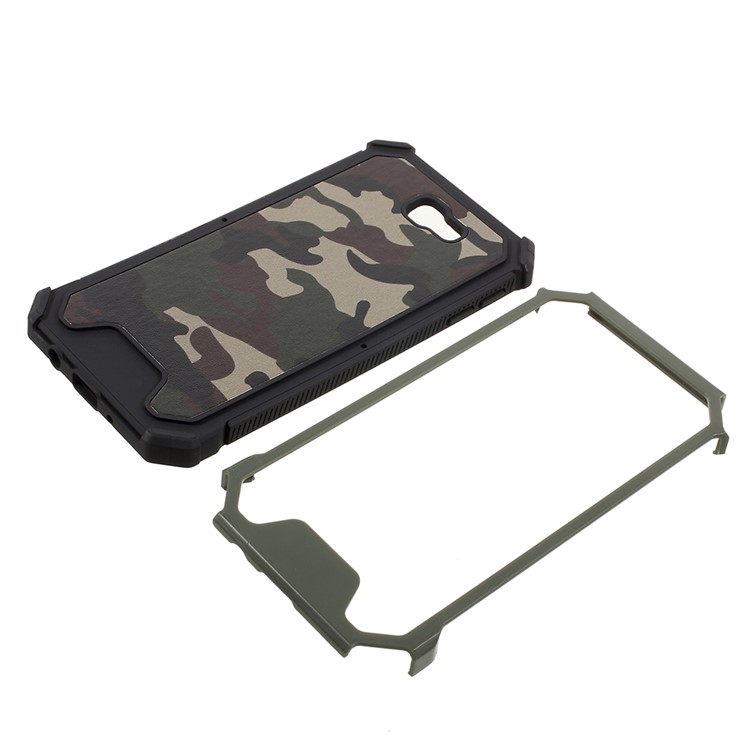 For Samsung Galaxy J7 Prime/On7 2016 Camouflage Leather Coated PC TPU Hybrid Phone Cover - Army Green-5