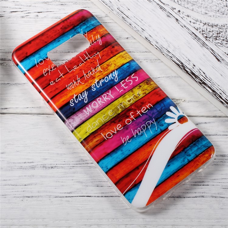 IMD TPU Case Cover Accessory for Samsung Galaxy S8 - Colorful Stripes Wood and Quotes-2