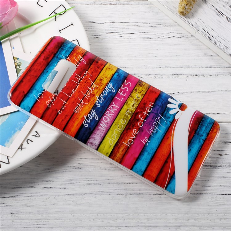 IMD TPU Case Cover Accessory for Samsung Galaxy S8 - Colorful Stripes Wood and Quotes-3