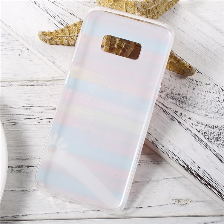 IMD TPU Case Cover Accessory for Samsung Galaxy S8 - Colorful Stripes Wood and Quotes-4