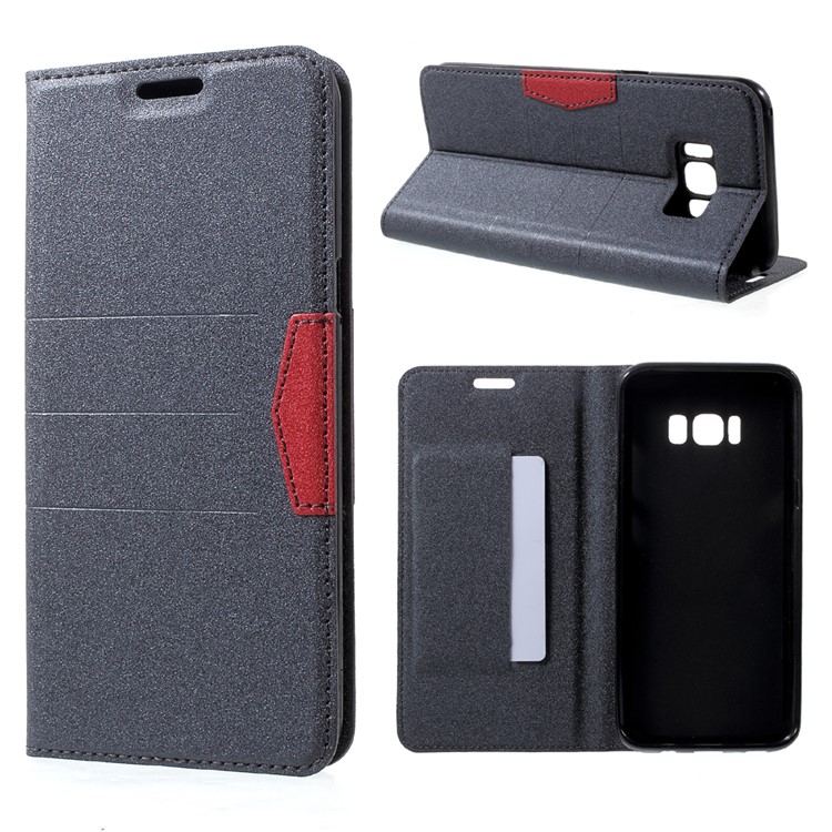 Sand-like Texture Leather Stand Case for Samsung Galaxy S8 Plus - Grey-1