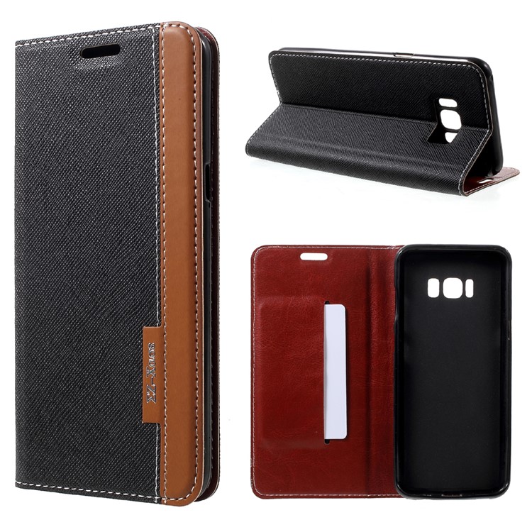 Cross Texture Leather Case with Card Slot for Samsung Galaxy S8 Plus - Black-1