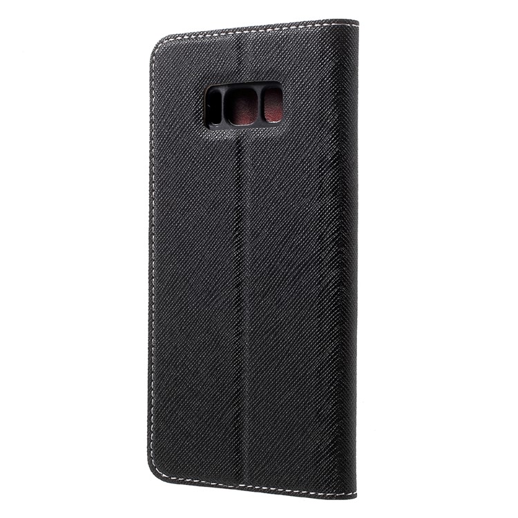 Cross Texture Leather Case with Card Slot for Samsung Galaxy S8 Plus - Black-3