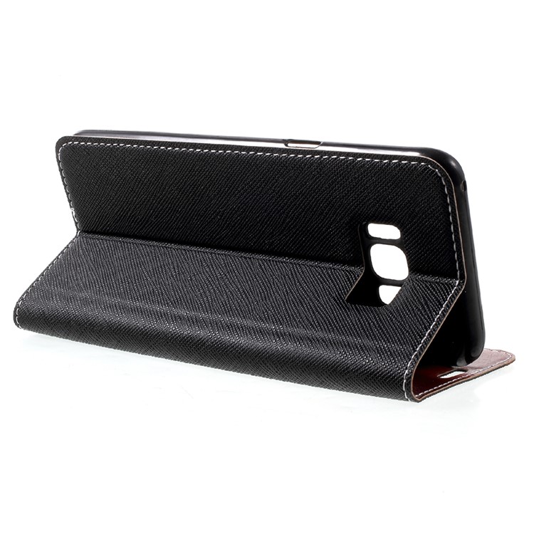 Cross Texture Leather Case with Card Slot for Samsung Galaxy S8 Plus - Black-4