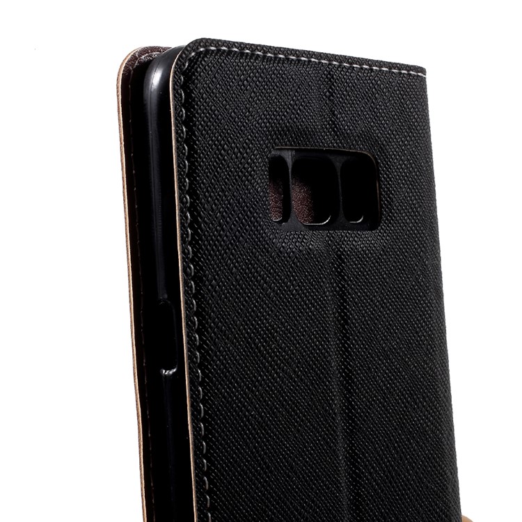 Cross Texture Leather Case with Card Slot for Samsung Galaxy S8 Plus - Black-8