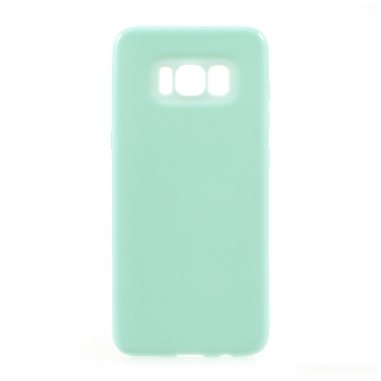 Solid Color Glossy TPU Mobile Shell Case for Samsung Galaxy S8 - Cyan-1