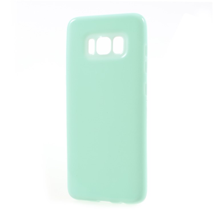 Solid Color Glossy TPU Mobile Shell Case for Samsung Galaxy S8 - Cyan-2
