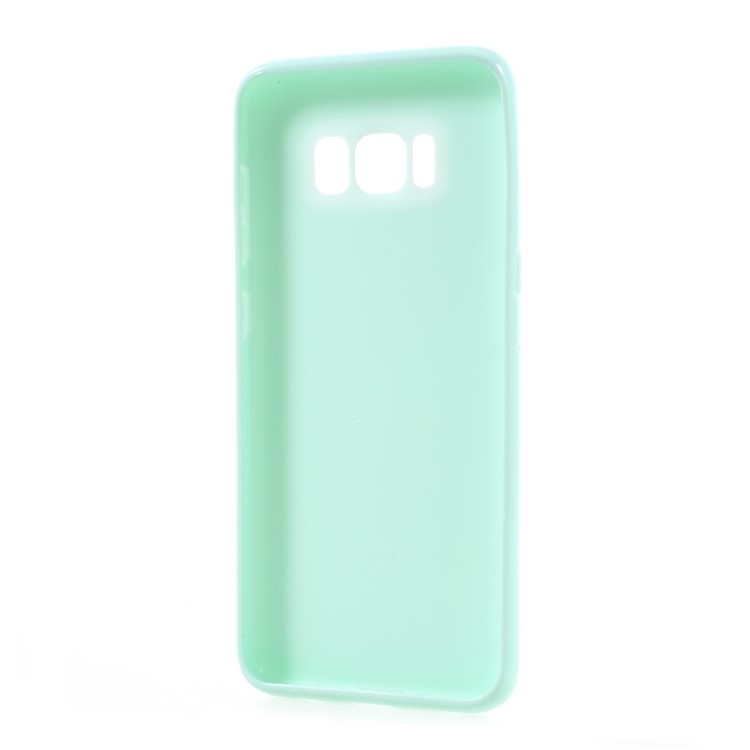 Solid Color Glossy TPU Mobile Shell Case for Samsung Galaxy S8 - Cyan-3