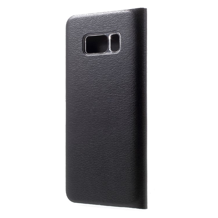 Lychee Texture Card Holder Leather Mobile Case for Samsung Galaxy S8 - Black-3
