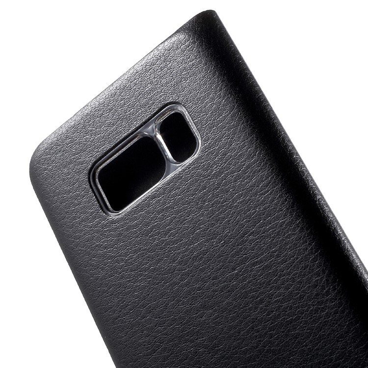 Lychee Texture Card Holder Leather Mobile Case for Samsung Galaxy S8 - Black-6