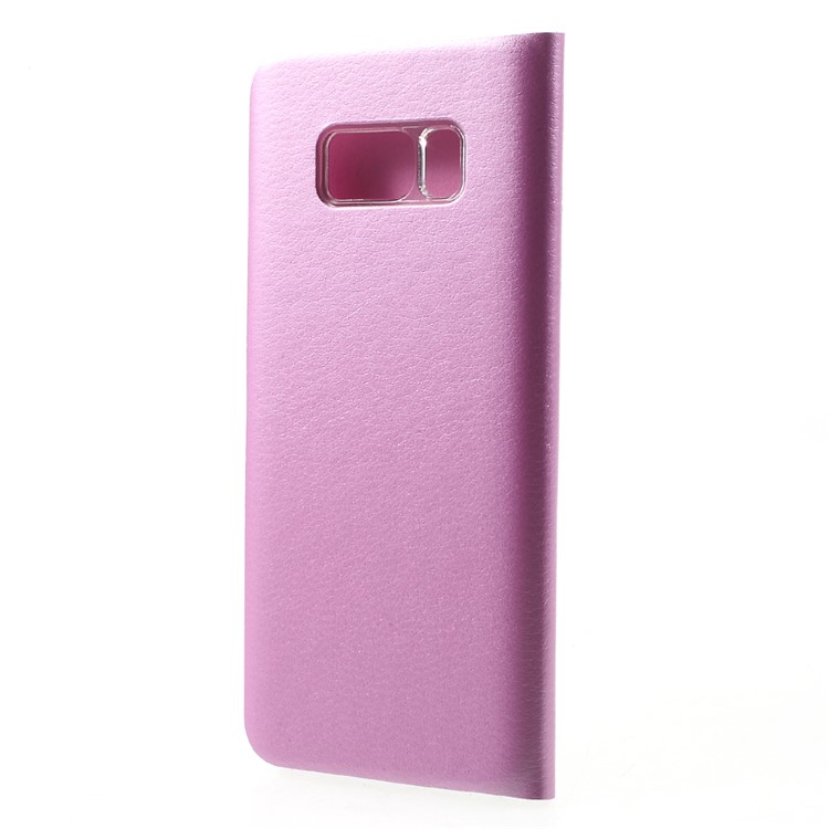 Lychee Texture Card Slot Leather Case Accessory for Samsung Galaxy S8 - Pink-3