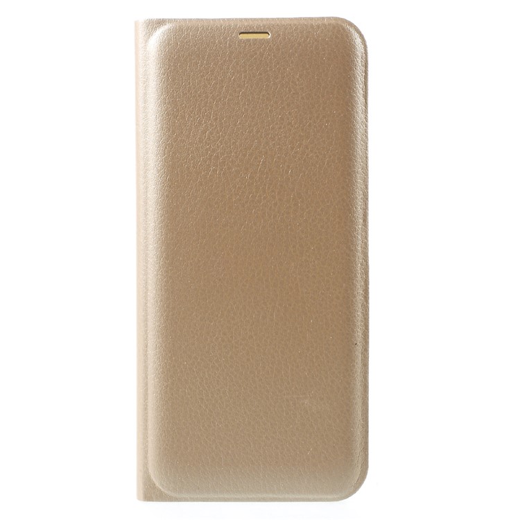 Card Holder Leather Flip Case Lychee Texture for Samsung Galaxy S8 - Gold-1
