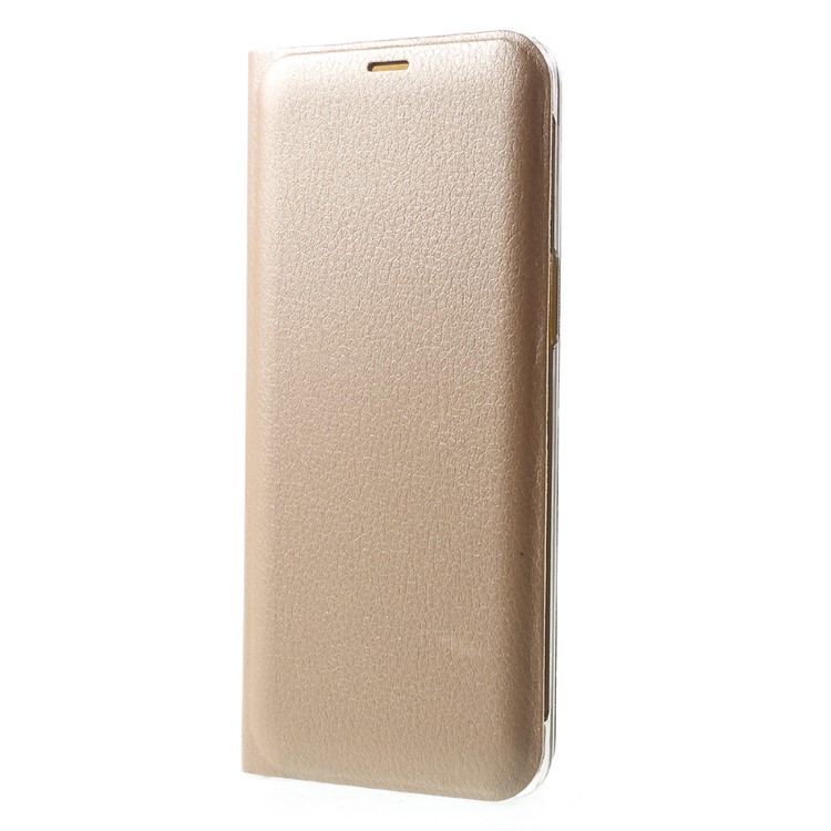 Card Holder Leather Flip Case Lychee Texture for Samsung Galaxy S8 - Gold-2