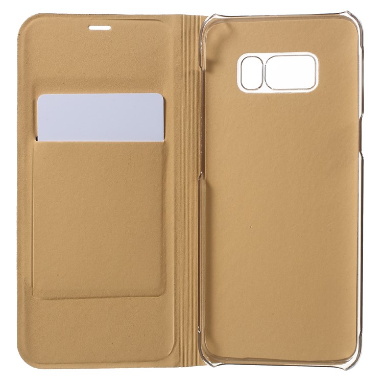Card Holder Leather Flip Case Lychee Texture for Samsung Galaxy S8 - Gold-5